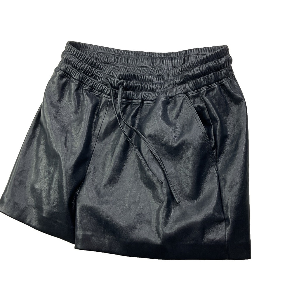 Melissa Nepton Shorts Women Sz S Hattie Faux Leather Drawstring Navy Chic Retro